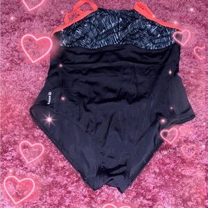 Women's Black and Orange Swim One Piece